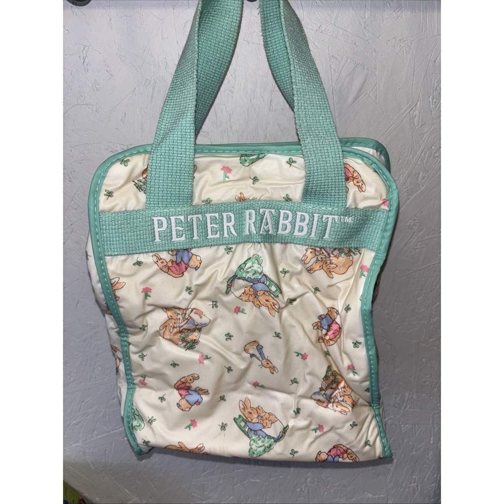 Peter Rabbit Beatrix Potter Enfamil Diaper Bag Unisex Mint Green Vinyl RARE Vtg